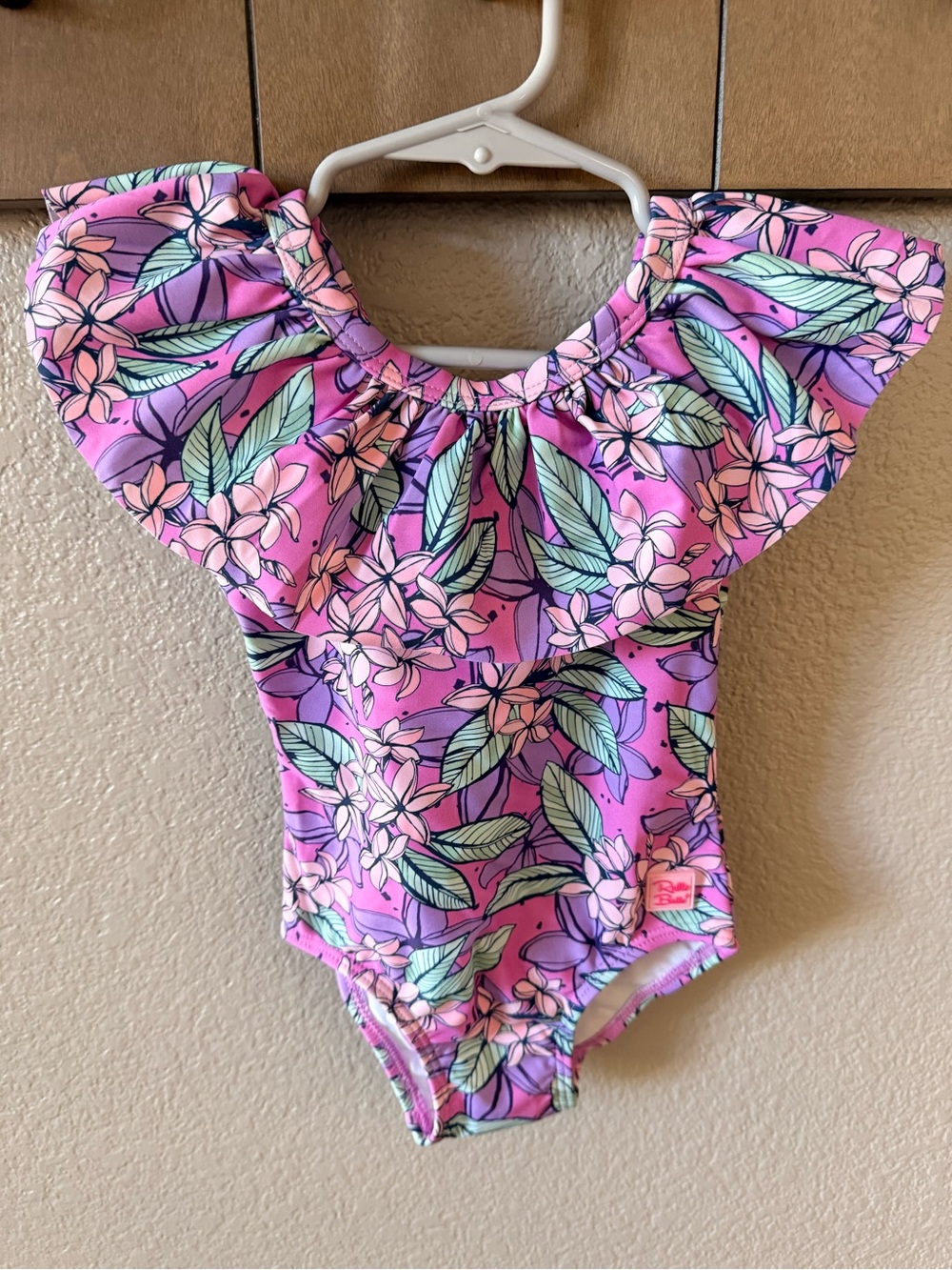 Ruffle Butts Violet and Pink Floral Ruffle One-Piece